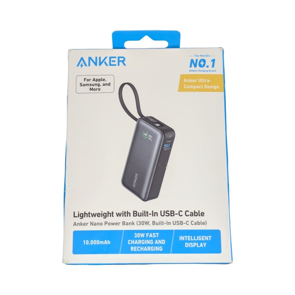 N8N New Anker Nano Power Bank 30W Built-in USB-C Cable 10k Mah Portable Charger